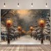 Winter Christmas Snow Road Lamp Theme Banner Background Children's Birthday Party Home Decoration Photography Background Cloth