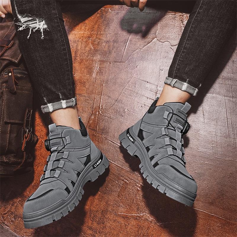 Botas masculinas de combate ao ar livre no deserto, botas táticas antiderrapantes, caminhadas no deserto, calçados de caça, calçados de segurança no trabalho para homens, botas de cowboy