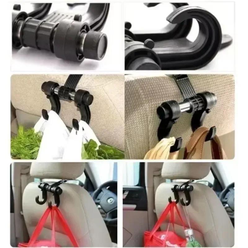 2Pcs Universal Car Seat Back Storage Hook Sundries Hanger Bag Holder Multifunction Car Hooks Vehicle Storage Organizer