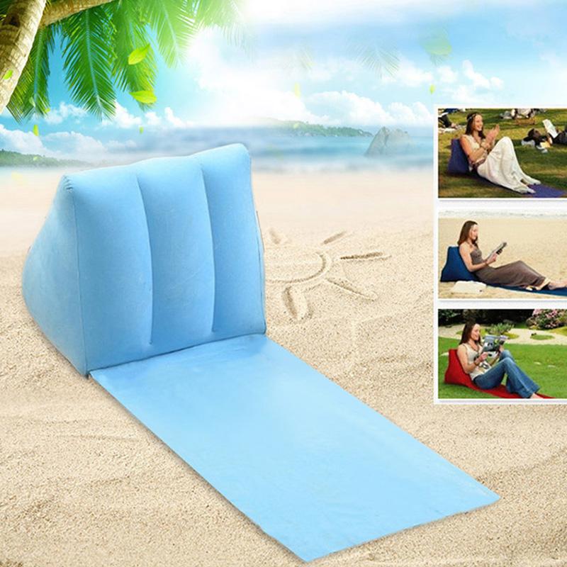 Inflatable Wedge Pillow With Mat Pvc Flocking Travel Portable Back Support Triangle Cushion Beach Pillow