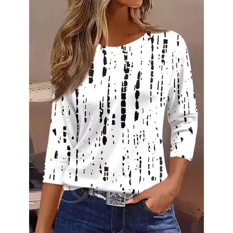 Color Block Striped Crew Neck Long Sleeve T-Shirt Slim Fit Casual Top Daily Wear