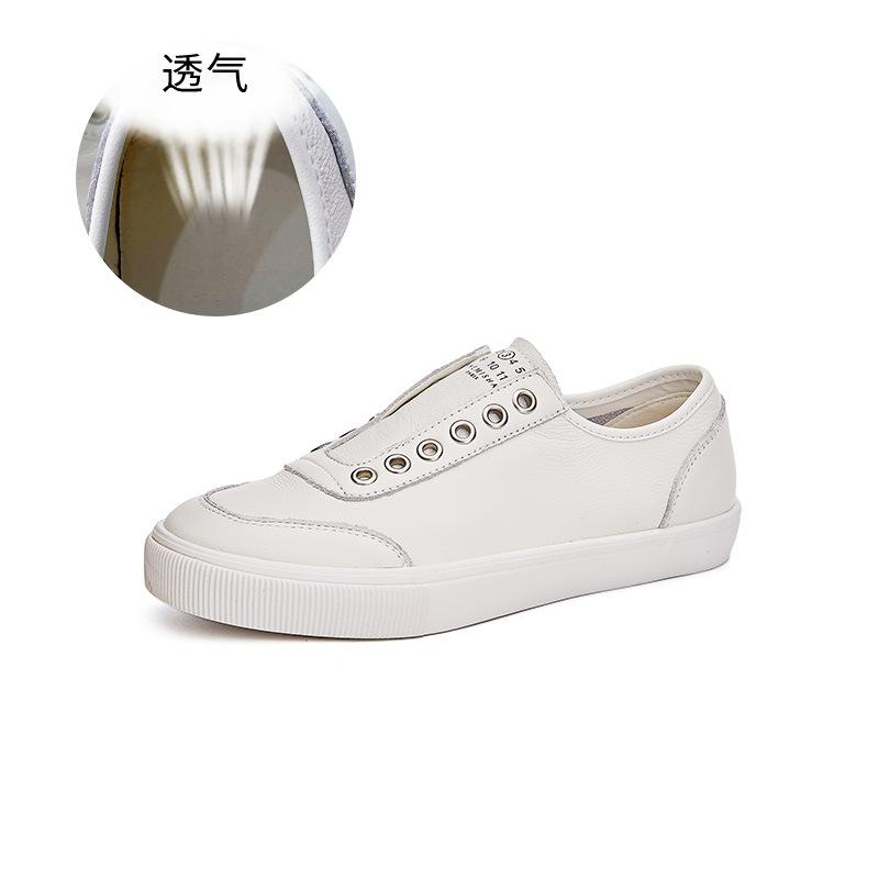 

Первый слой из коровьей кожи, белые туфли, женские, весна 2025, новые туфли на плоской подошве, универсальные туфли с одной педалью, повседневные, универсальные женские туфли 40 бежевый