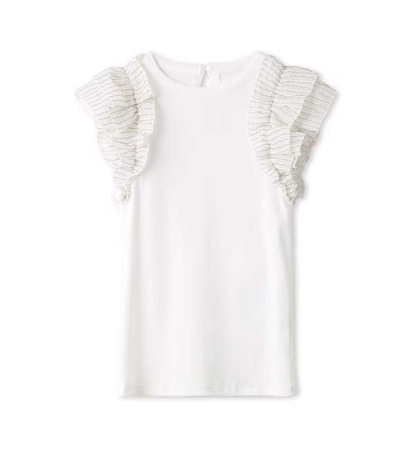 

FRAY White Gathered Frill Combination Sleeveless Top FWCT244204 I.D. Women s белый