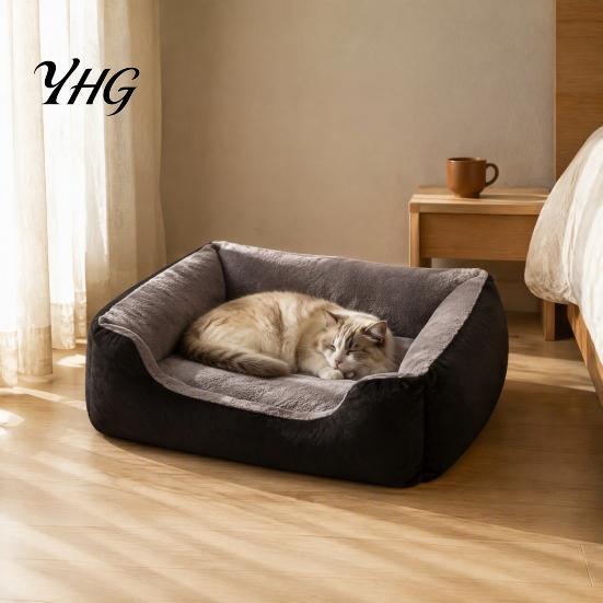 Machine Washable Pet Bed Rectangular Plush Cat Bed, Cozy Lounge Anti-slip Bottom, Soft Kitten for Sleeping Couch Indoor Cats Small Dogs Puppies