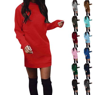 Women's Solid Thickened Oversize Long Sweater Dress Disappearing Lower Body