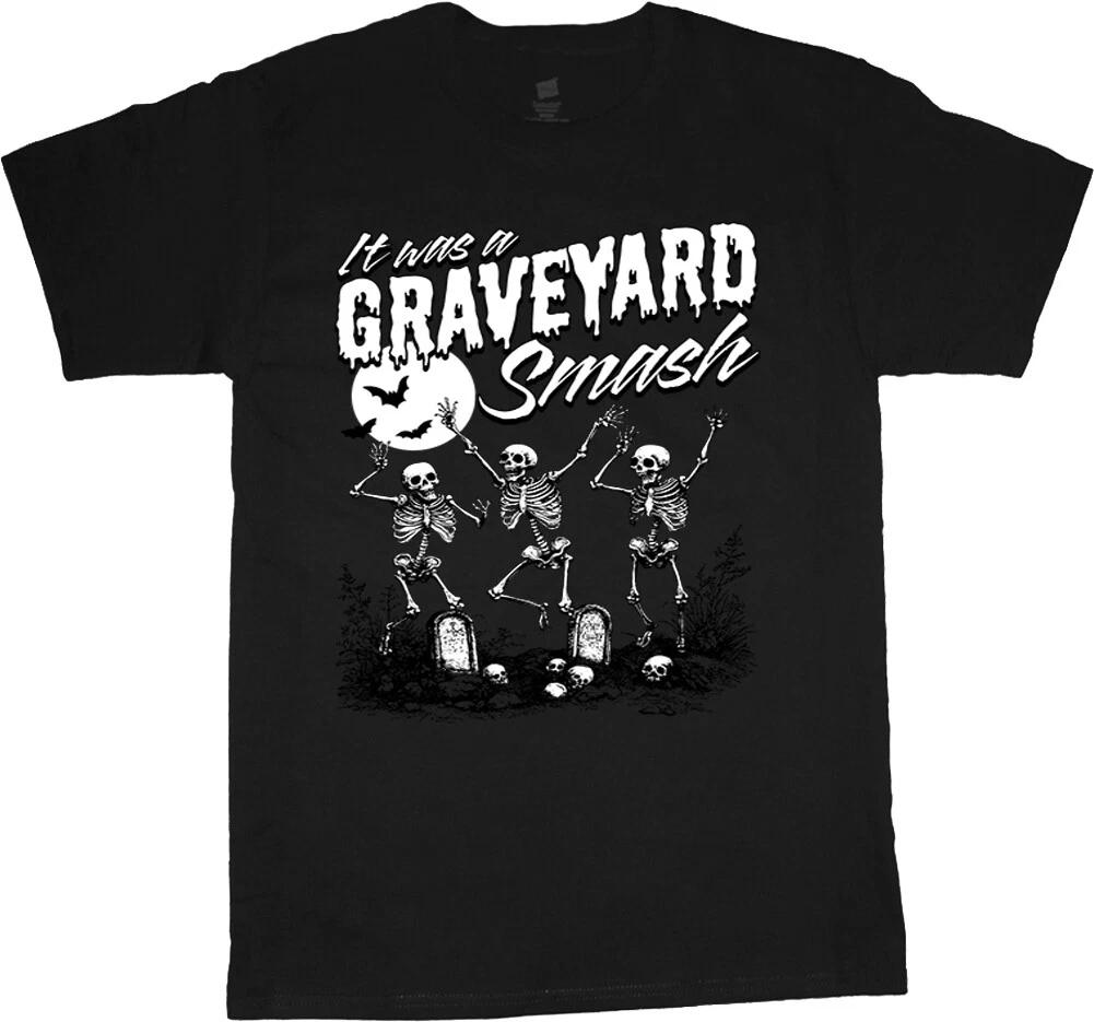 Skeleton Halloween Costume T-shirt Mens Graphic Tees Graveyard Decorations S