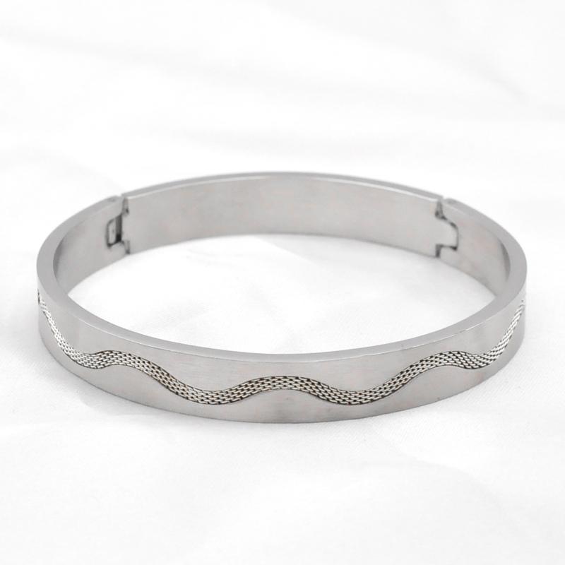 

Браслет из нержавеющей стали с волнистым дизайном, браслеты-манжеты в виде змеи для женщин и мужчин, гламурные украшения, цветная цепочка дружбы с цирконием 18cm