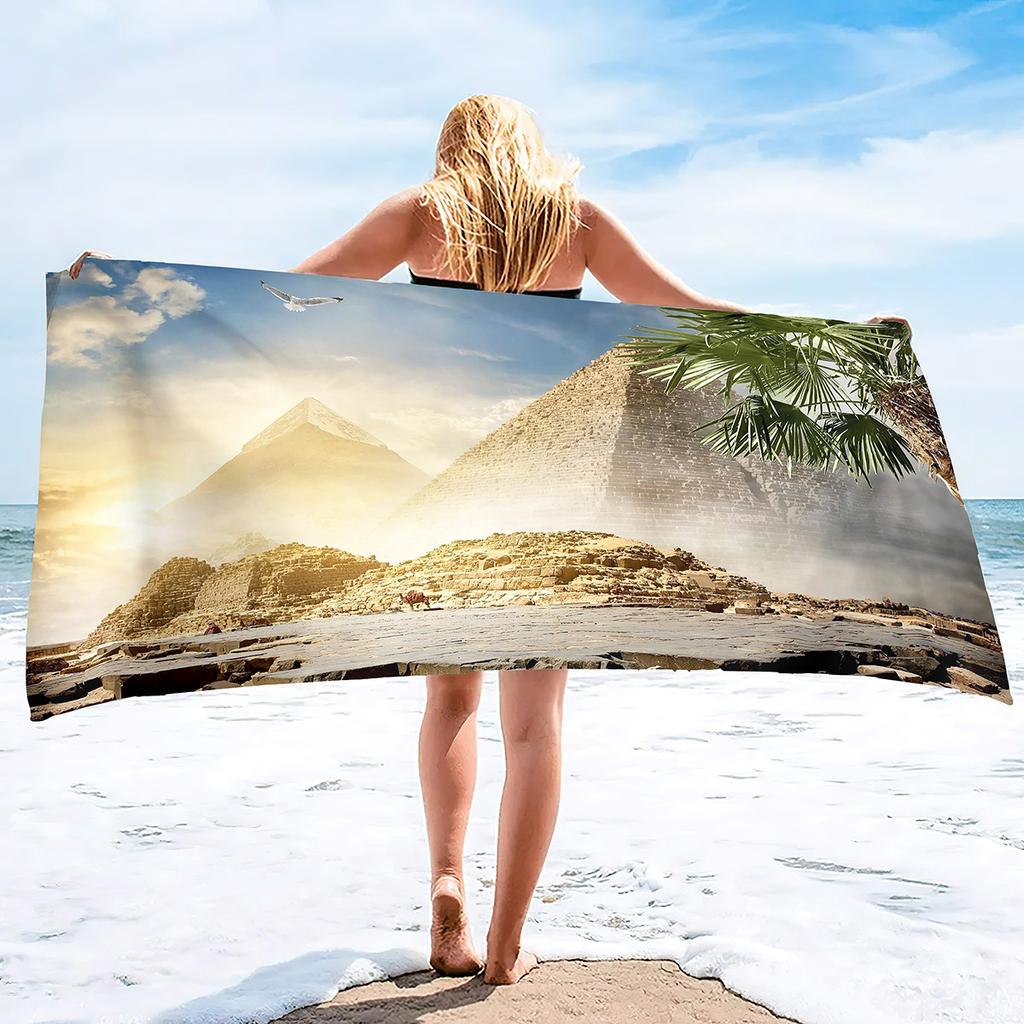 Pyramid Series Seaside Vacation Beach Towel Swimming Bath Towel Microfiber Sports Towel
