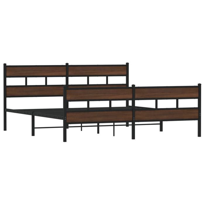 VidaXL Metal Bed Frames Without Mattress Brown Oak 180x200 Cm, Double Bed, Bedroom Furniture, Guest Bed, 3308478