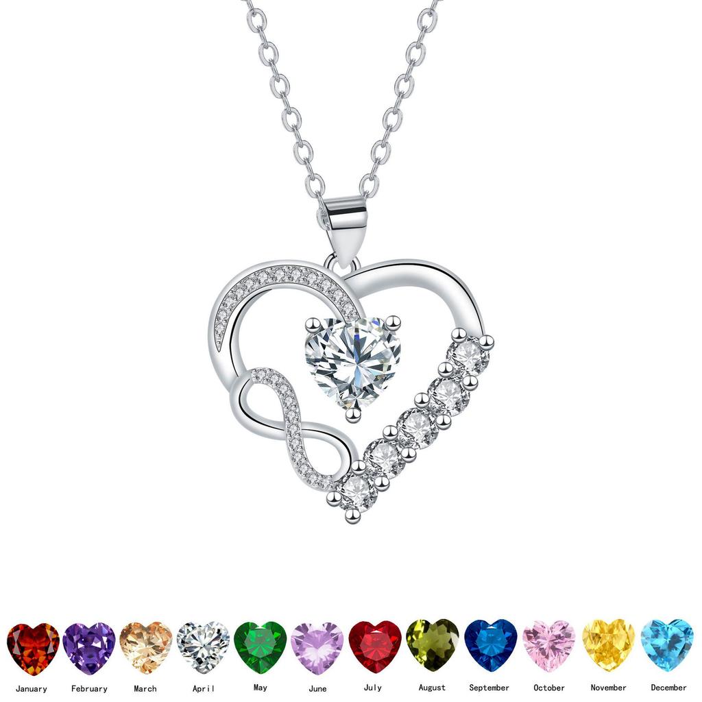 Infinity Heart Diamond Necklace for Women - European and American Style