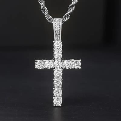 Huitan 60cm Gedrehte Kette Langes Halskettenset für Damen/Herren Mode Luxus Zirkonia Kreuz Anhänger Halskette Geschenk Liebe Accessoires