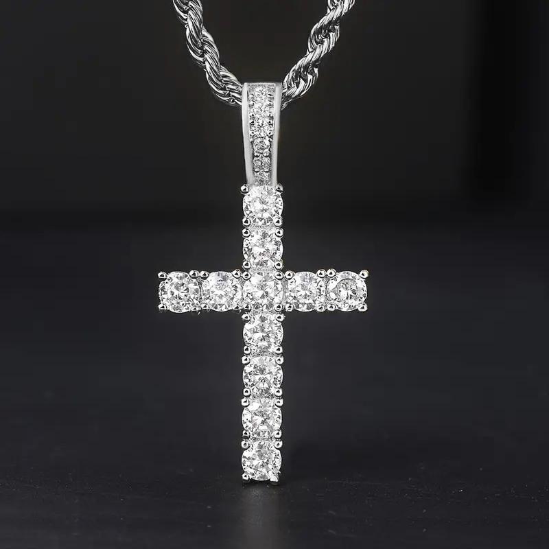 Huitan 60Cm Twisted Chain Long Necklace for Women/Men Fashion Luxury Cubic Zirconia Cross Pendant Necklace Gift Love Accessories