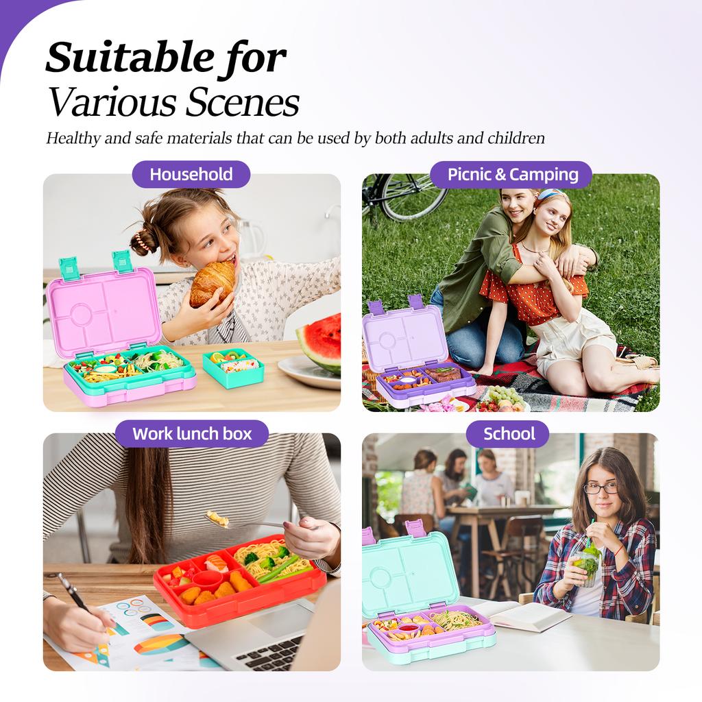 37oz Entzückende Bento-Box mit Cartoon-Druck, Mikrowellengeeignete, unterteilte Lunchbox, Auslaufsicher, BPA-frei, Snack-Lebensmittelbehälter für Schule, Picknick