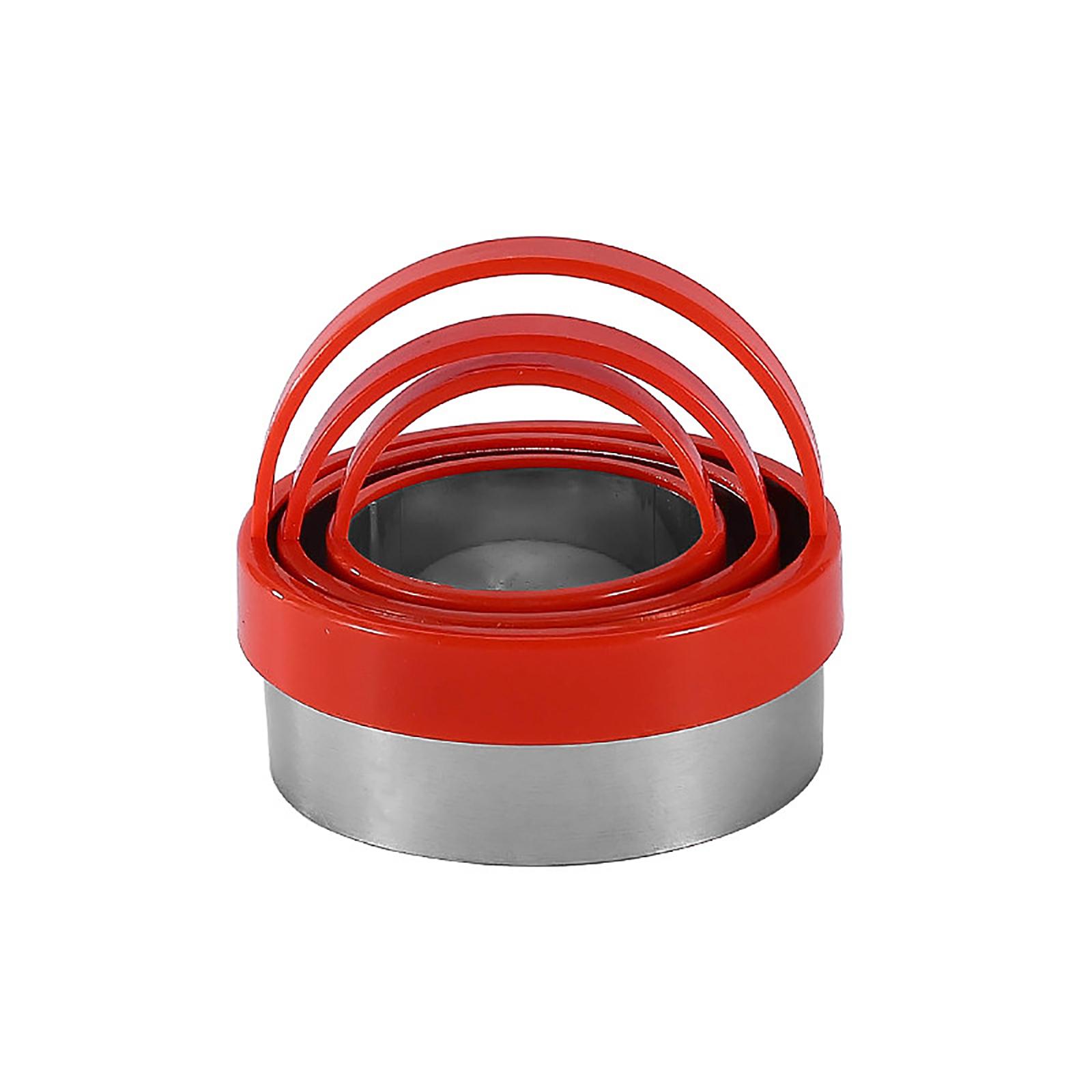 

Red Round Cookie Cutter Set Of 3 With Handle Stainless Steel Molds Baking Dough Cake DIY Tools One Size