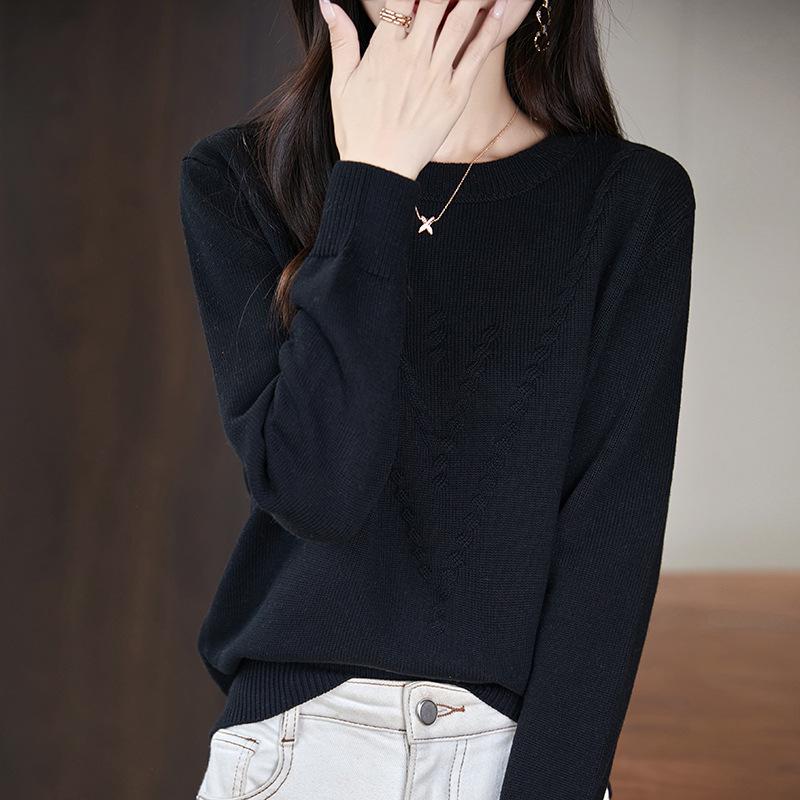 Thickened Round Neck Jacquard Sweater: New Spring & Autumn Collection