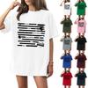 Modeinriktad rundhalsad, avslappnad, tryckt, kortärmad t-shirt för damer och herrar