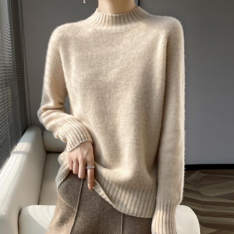 Women's Cashmere Sweater Qinghe Cashmere 30% Cashmere 70% Wool Autumn and Winter Pullover Warm and Fashionable