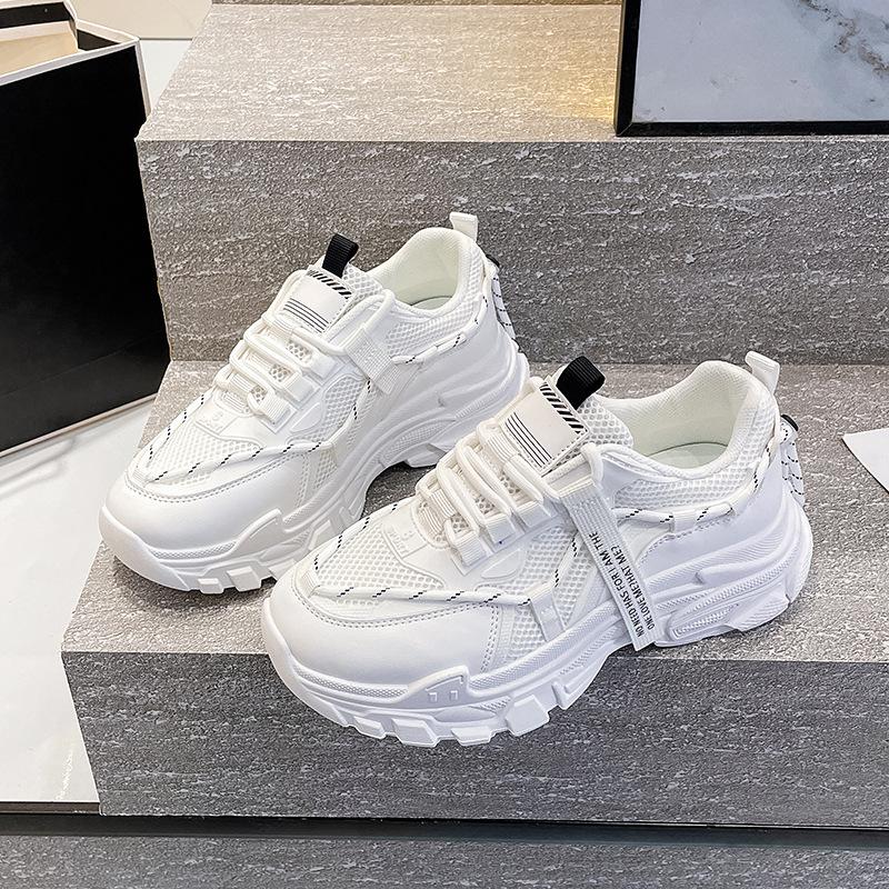 Sneakers Women's Shoes 2025 New Spring and Summer High-value Platform White Shoes Versatile Dad Shoes Casual Breathable Trendy Shoes