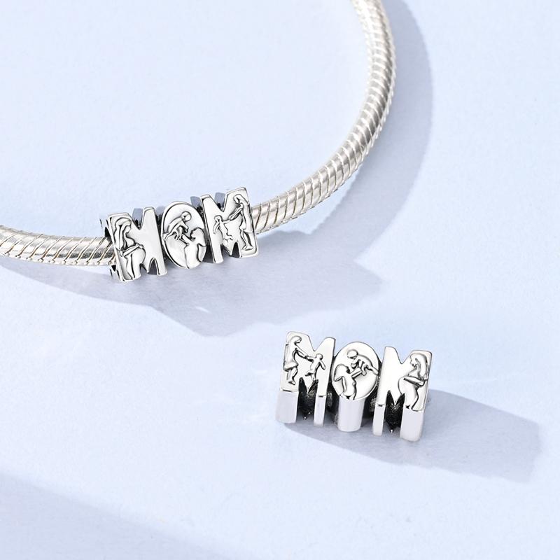 Original 925 Sterling Silver Charms Mother and Baby Bead Mom Bead Fit Original Bracelets For Women DIY Jewelry Gift