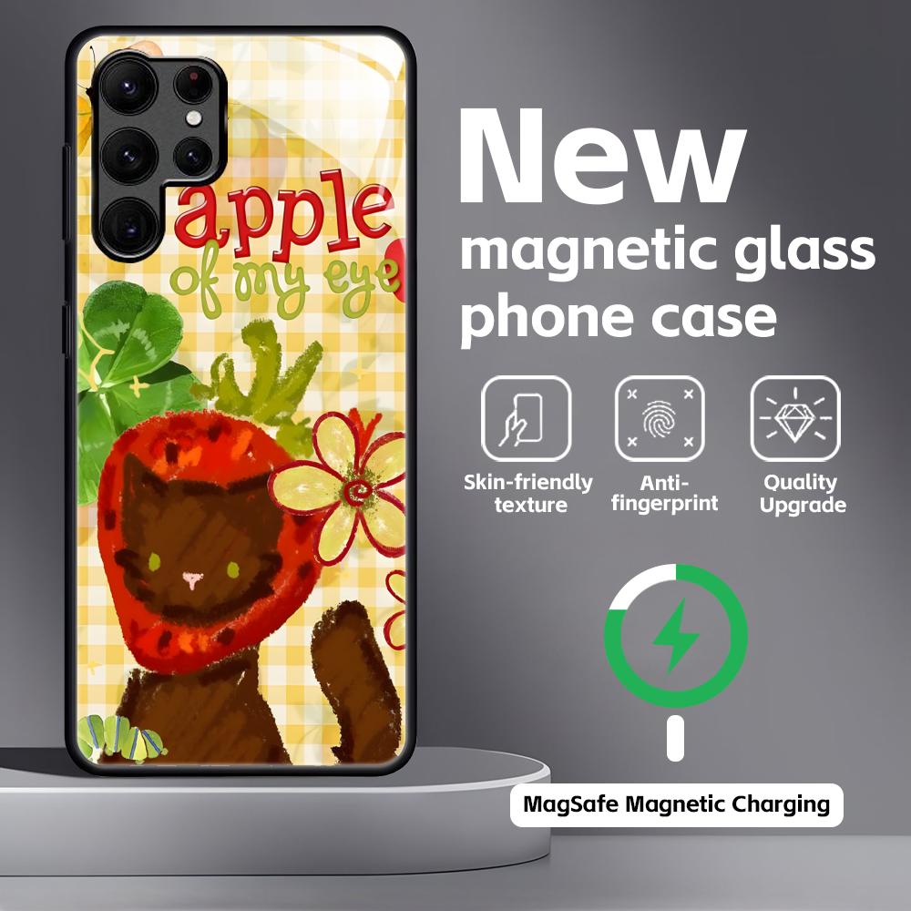 Fruit Art Images  Phone Case For Samsung S26 S25 S24 S23 S22 S21 Plus Ultra Note20 Glass Magnetic Case