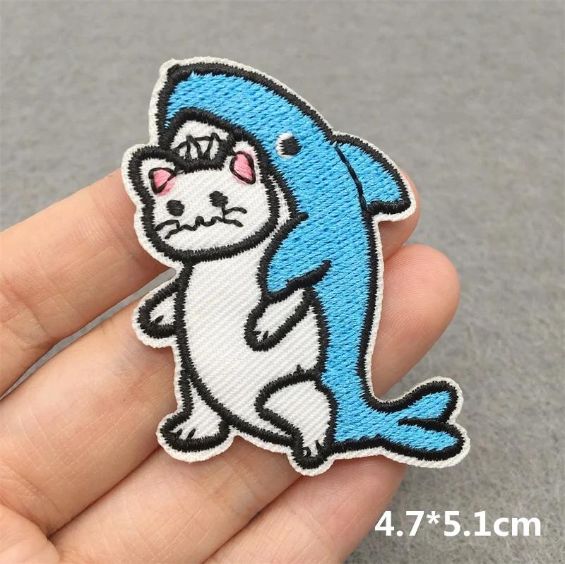 Team Cat Embroidery Patches Appliques For Clothing Diy Sewing Iron On Patches Punk Cartoon Stripes Decoration Accessories