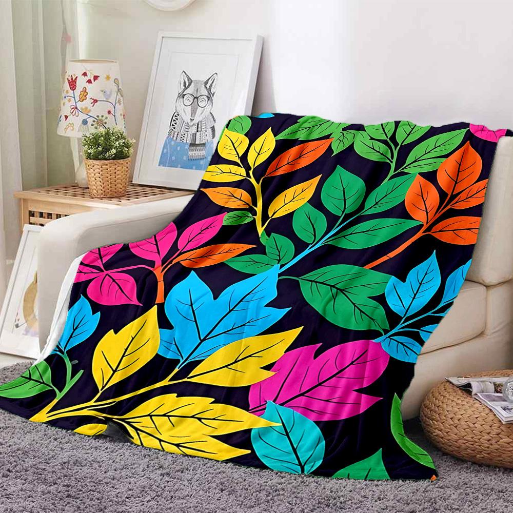 1pc Colorful Leaves Pattern Blanket Warm, Cozy, And Soft, Suitable for Sofas, Beds, Cars, And Office Use.Perfect for Camping And Travel, Making It a G
