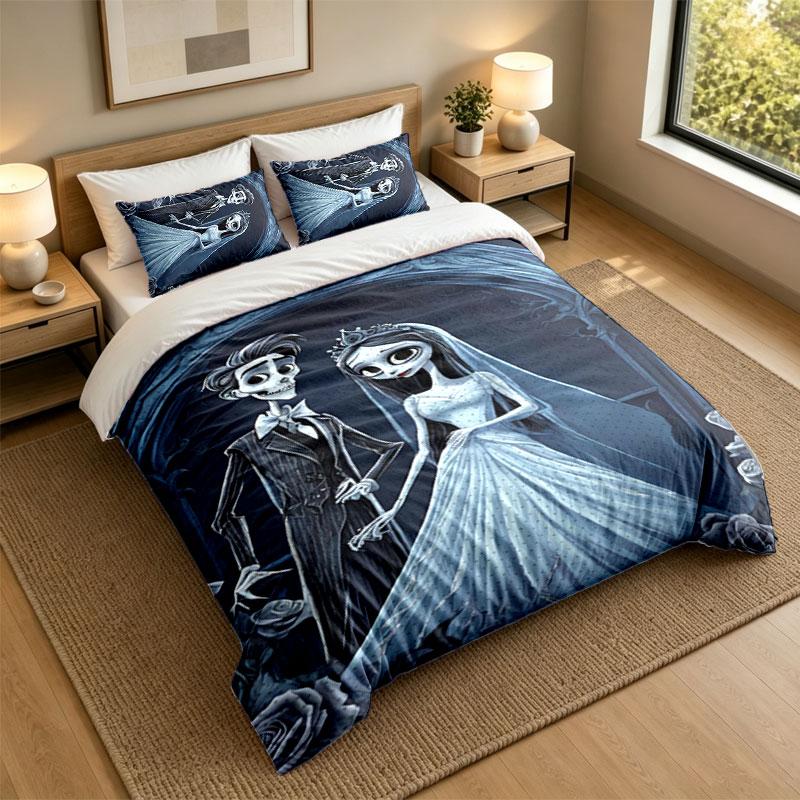 3Pcs Bedding SetCorpse Bride Emily Victor Soft Bed Sheet and Two Pillowcases Home Bedroom Decor