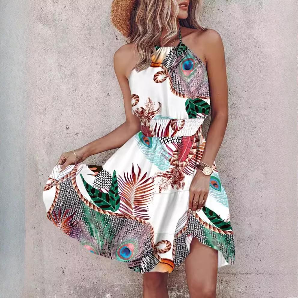 Summer Fashion Sexy Strapless Hanging Neck Women's Dresses