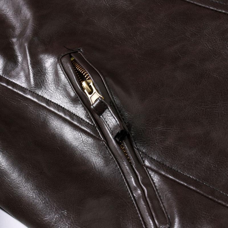 2023 Herren Lederjacke im Used-Look - Europäischer & Amerikanischer Punk-Stil mit Stehkragen