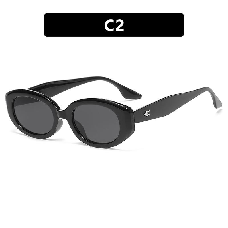 Retro Oval Frame Sunglasses: Slim, High-End Street Style Xiaohongshu Edition