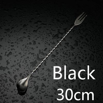 Cocktail Spoon Bar Spoon Stainless Steel Mixing Spiral Pattern Bar Tool Bartender Tools Spoon With Fork