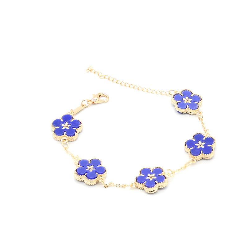 New Design Sweet Five Leaves Flower Bracelets For Women Charm Double Sided Flowers Metal Bracelet Wedding Party Jewelry Gifts