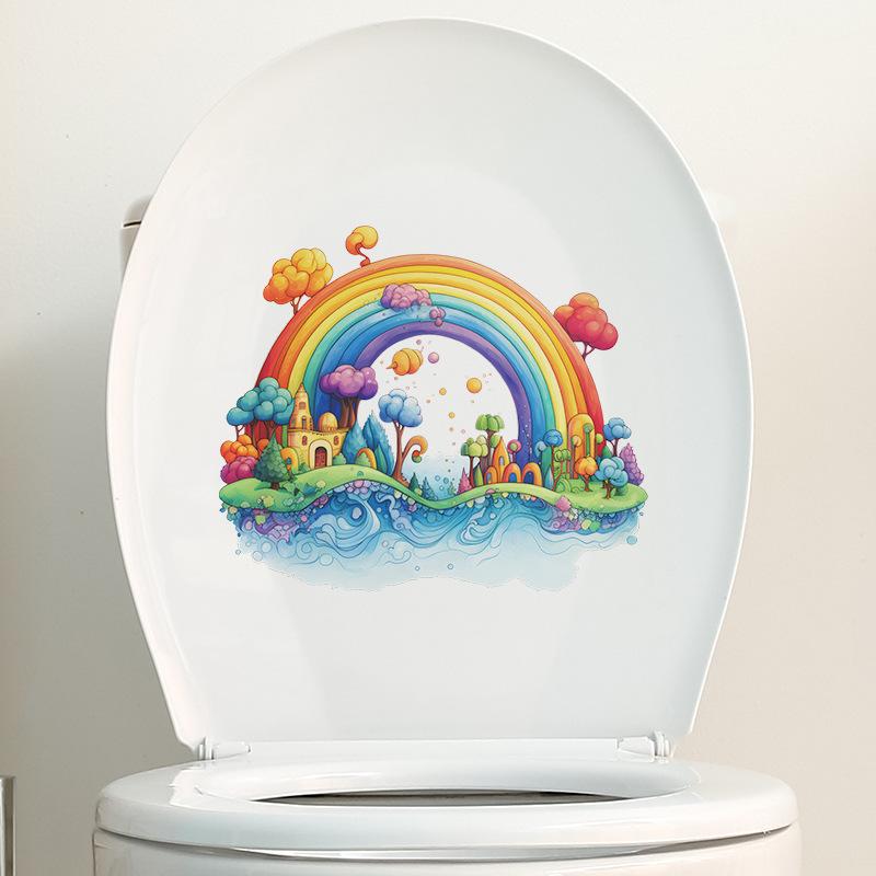 Cartoon Dream Rainbow Castle Children's Bathroom Toilet Home Decoration Wall Sticker Luminous Sticker Self-adhesive