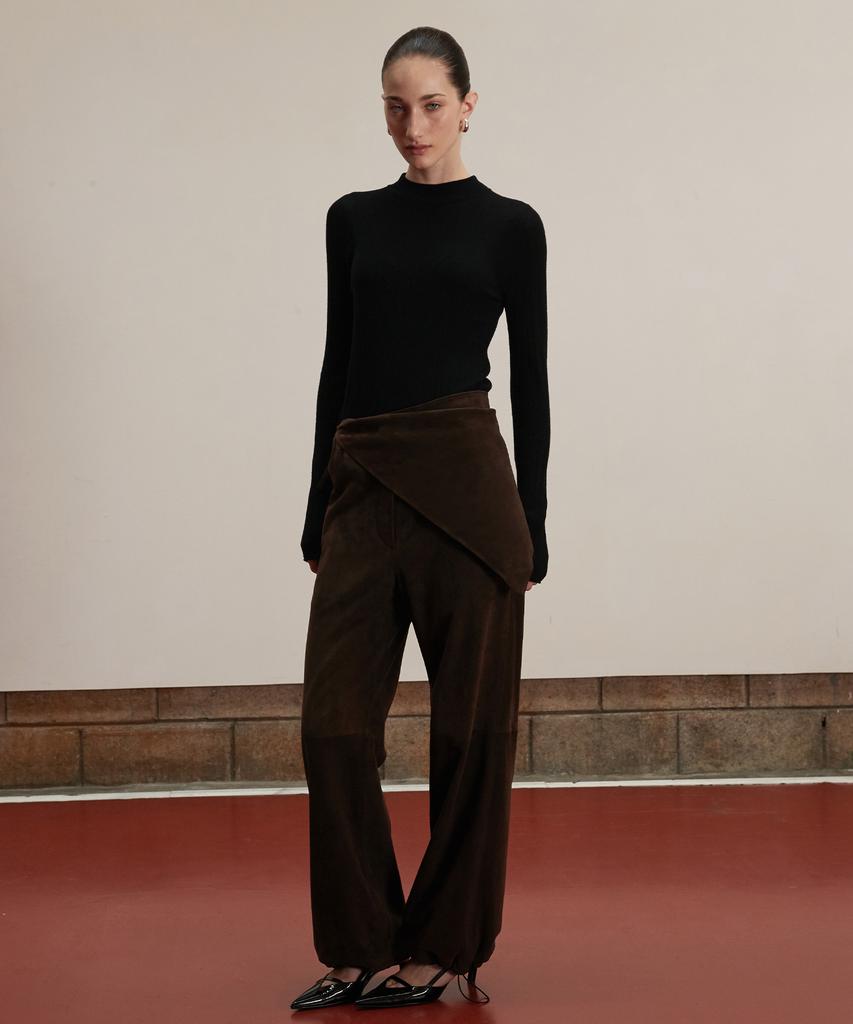 Beleudemaleu Suede Parachute Pants_Deep Brown