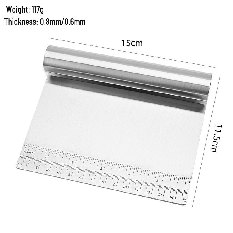 Stainless Steel Half-Moon Dough Cutter & Scraper with Scale