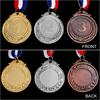 3 Pcs Set Metal Award Medals with Neck Ribbon Gold Silver Bronze  Style for Sports Academics or Any Competition Diameter 5.1cm
