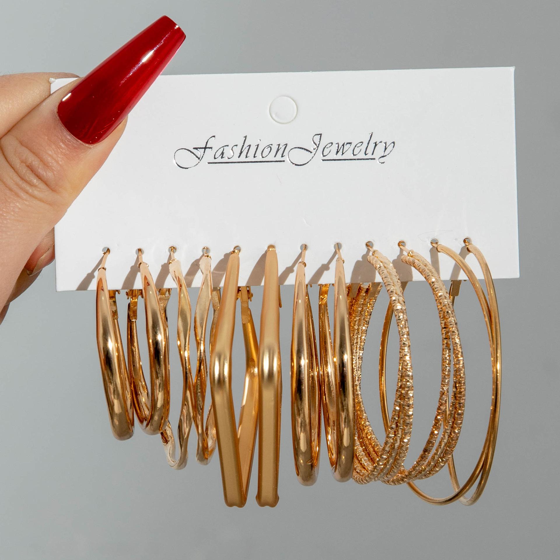 Аксессуары преувеличенные серьги, геометрический холодный ветер креативный набор сережек из сплава