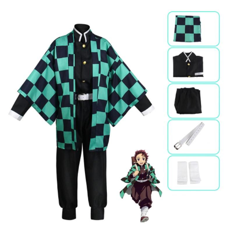 

Истребитель демонов Kimetsu No Yaiba Камадо Нэдзуко Детский Косплей Костюм Кимоно Халаты Kamado Tanjirou Suit,140cm