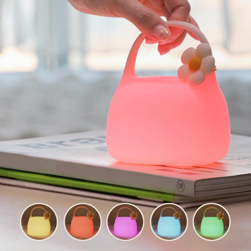 Kids Bedside Lamp USB Charging Table Light Tote Bag Nightstands Or Living Room For Children Boys Girls Halloween Easter Birthday