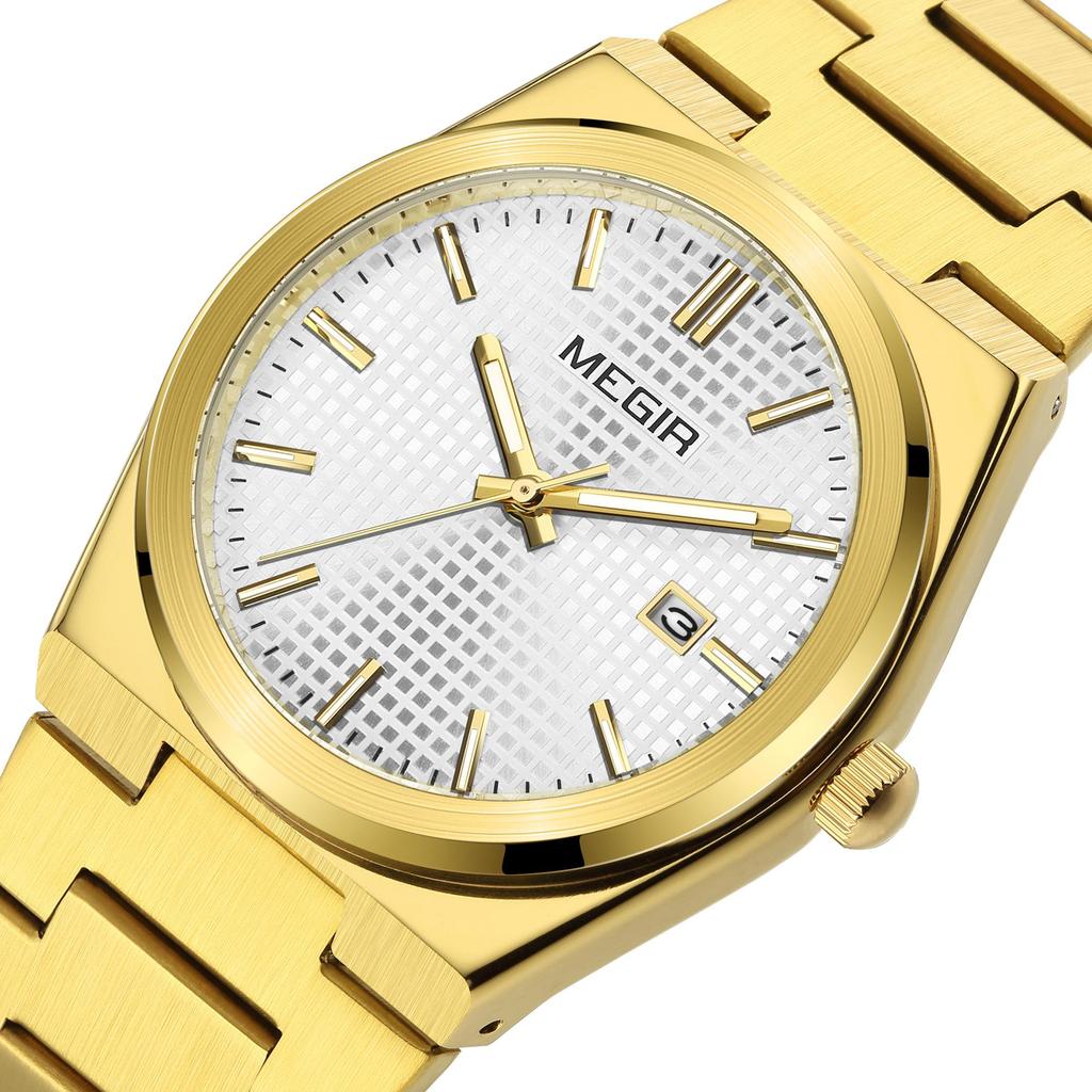 Megir Luxus Business Uhren für Herren Edelstahlarmband Wasserdicht Leuchtend Kalender Herren Quarz Armbanduhr Uhr Reloj Hombre 1086