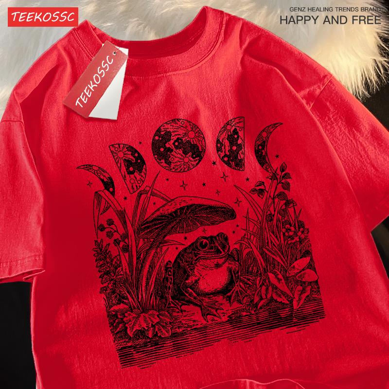 

Cute Cottagecore Aesthetic Frog Mushroom Moon Witchy T-Shirts Men Women Tee Clothes T Shirt Loose T Shirts Cotton Casual Tops S