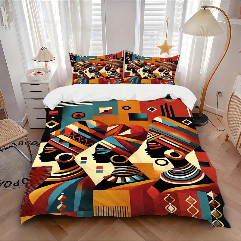 

3pcs African Totem Soft Comfortable Bedding set, For Bedroom, Guest Room And Dorm, All - Season Use, High-Definition Printing198 135x200cm