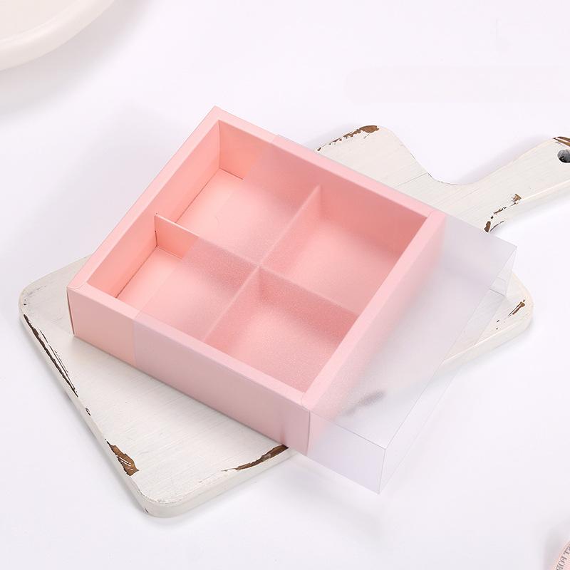 10 Pieces, 4-panel Pink Packaging Box, Frosted Semi Transparent Box, Biscuit Macaron Gift Box, Pink Tote Bag