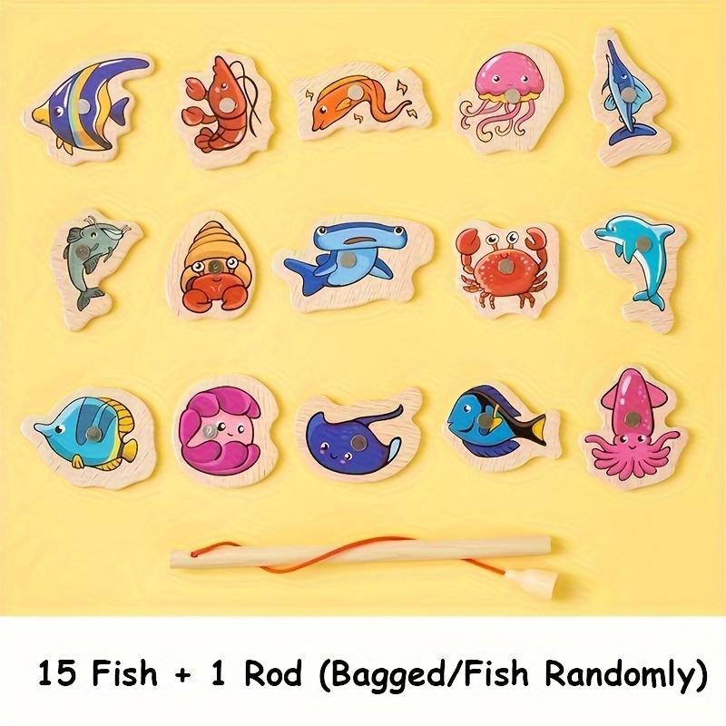 

Magnetic Wooden Fishing Game - Educational Toy, Colorful Marine Life Pieces, Interactive Parent-Youngsters Cognitive Development