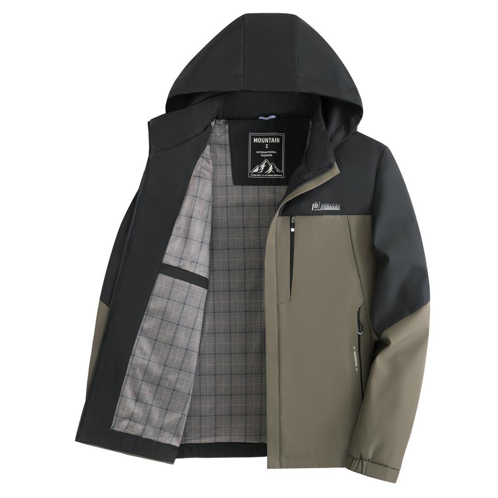 New Men's Hooded Jacket Spring and Autumn Color-blocking Fashion Casual Jacket Windproof Business