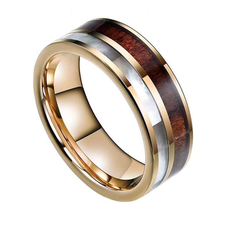 2025 Classical Stainless Steel Rings for Men Anniversary Party Jewelry Accessories Gift Fashion Wood Grain Shell Men Ringss