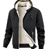 Men's Zip Up Hoodie Jackets Heavyweight Winter Sweatshirt Fleece Sherpa Lined Warm Jacket Outdoor Hooded Windproof Outerwear Coat for Men