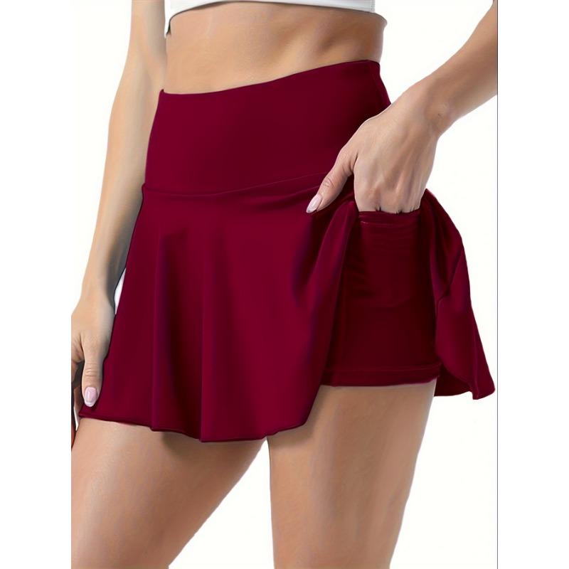 Gonne-pantalone sportive tinta unita con tasca per telefono, per tennis, golf e yoga