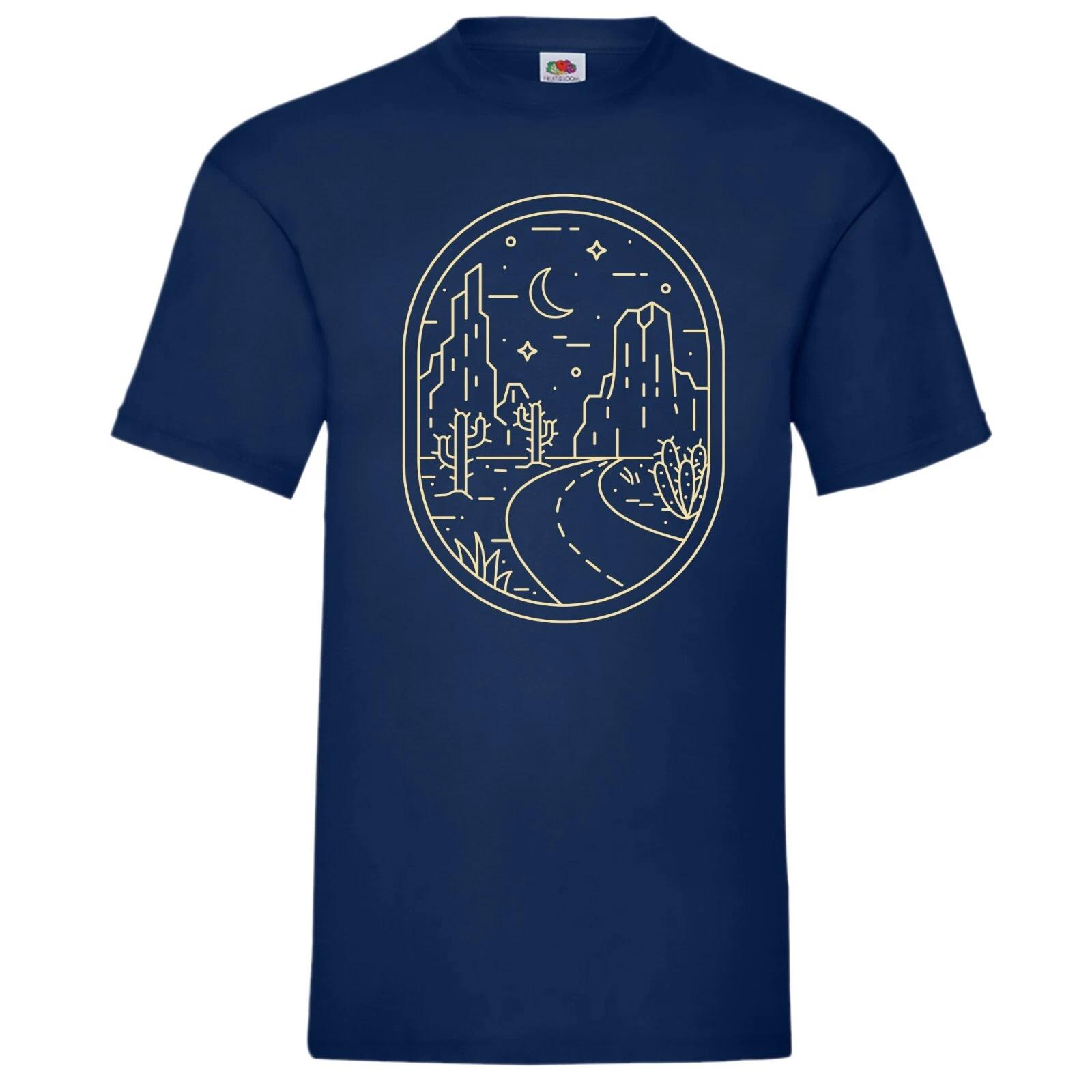 Line Art Desert Moonlight T-Shirt Gift XL