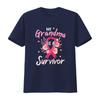 Womens T Shirt My Grandma Is A Survivor Flower Breast Cancer Awareness Black 2X Large vintage Washed Comfortable Soft Unisex